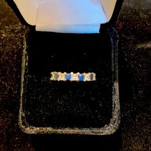 Sterling- sapphire and rhinestone Eternity band